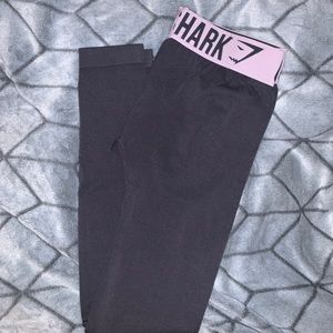 Grey Gymshark Fit Leggings with Pink Band